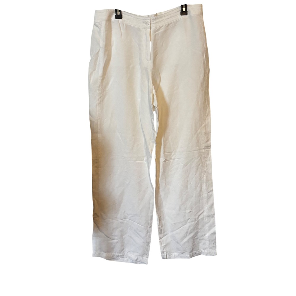 NIC+ZOE Women's Pants Size 16 NWT Linen Blend High Rise Paper White‎